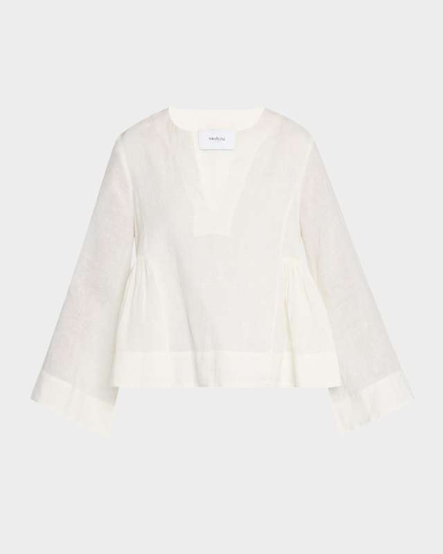 Mystica Ruched Linen Blous